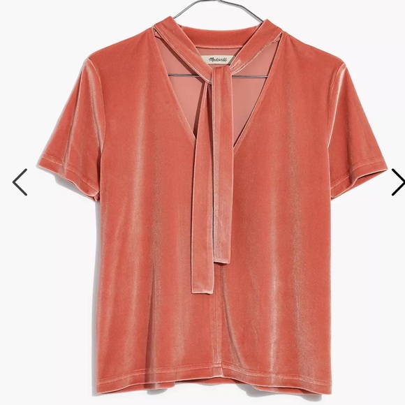 Madewell Velvet Tie Neck Top Small - Picture 3 of 7